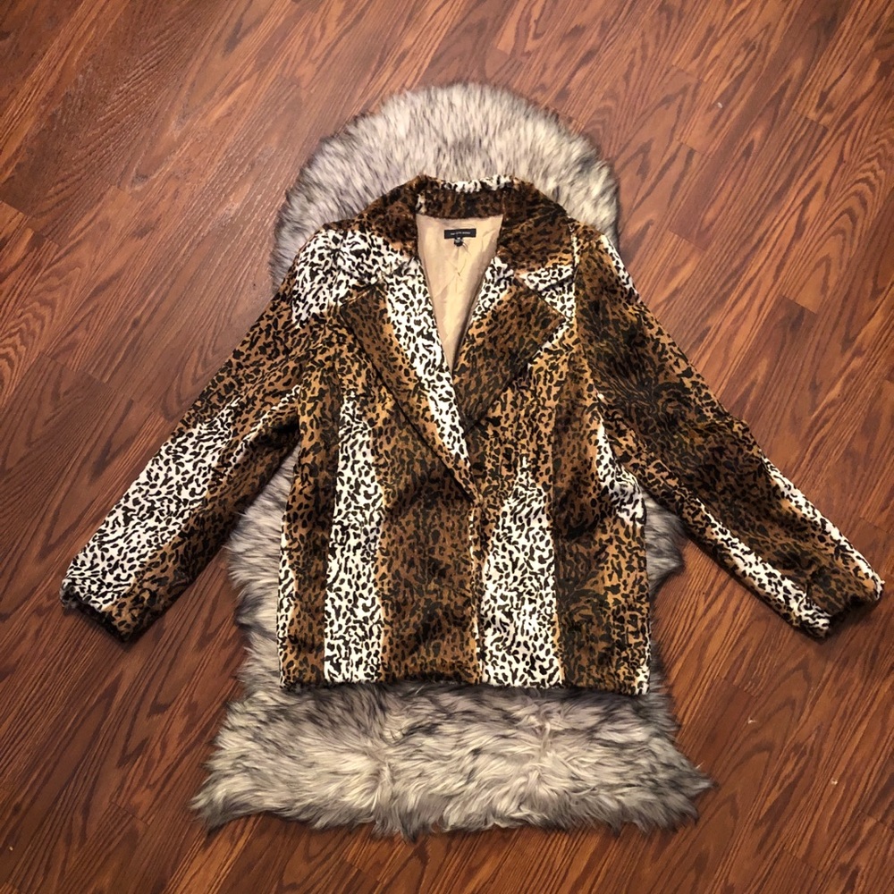 Saks Fifth Avenue Animal Print Fur Jacket Sz 14